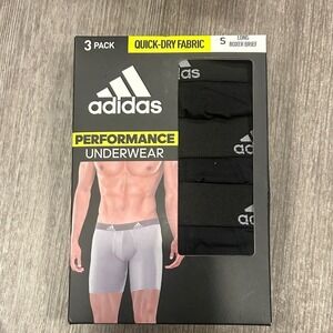 Adidas Mens 3 Pack Black Performance Boxer Briefs Size S Quick Dry Aeroready